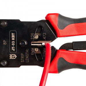JT-03, Клещи для обжима разъемов 8Р8С (RJ-45), 6Р6С (RJ-12), 6P4C (RJ-11), 6Р2С, 4P4C, 4P2C (RJ-22), встроенные модули