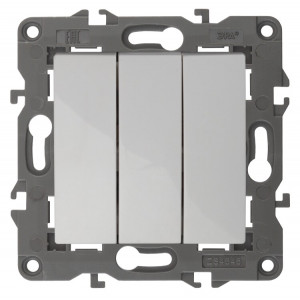 14-1107-01 Выключатель тройной, 10АХ-250В, IP20, Elegance, белый (10/100/3000) Б0034249