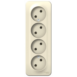 BLANCA О/У РОЗЕТКА 4-ая без заземл. без шторок ИЗОЛ.ПЛ., 16А, 250В, МОЛОЧНЫЙ C2 BLNRA000412