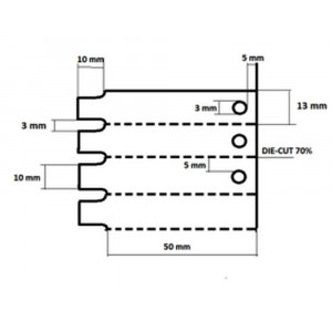 umpTPT25001, THT-25-50х13 бирки ЮМП с перфорацией, материал - полиэстер, размер 50х13мм, цвет- белый, 1500 шт. в рулоне (аналог THT-B412)