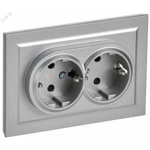 Розетка 2-м СП BRITE РСш12-3-БрА 16А в сборе с заземл. защ. шторки алюм. BR-R24-16-K47-F