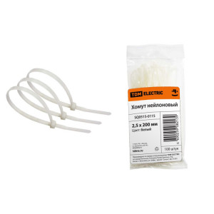 Хомут 2,5х200мм нейлон (белый) (100шт) SQ0515-0115