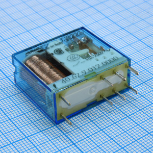 40.62.9.012.0000, Миниатюрное универсальное электромеханическое реле; монтаж на печатную плату или в розетку; выводы с шагом 5мм; 2CO 10A; контакты AgNi; катушка 12В DC; степень защиты RTII