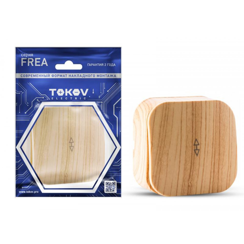 Изображение товара Переключатель 1-кл. ОП Frea 10А IP20 250В АБС-пластик сосна TKE-FR-P1-C25