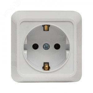 Рим Розетка 1-местная 16А с заземлением белая ENR16-028-10