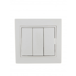 Выключатель 3-кл. СП Mira 10А IP20 с бел.вставкой бел. 701-0202-109