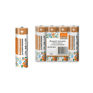Элемент питания LR6 AA Alkaline 1,5V SR-4 Народный SQ1702-0018