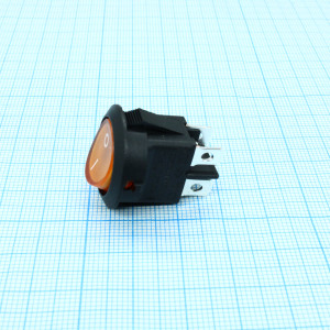 RK2-13D 2X1N B/OR"0-", Выключатель клавишный ON-OFF с подсветкой цвет корпуса (черный) цвет кнопки (оранжевый)