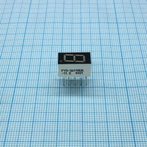 FYS-3611AUG-11, 1 разрядный индикатор 9,1мм/зеленый/570нм/30-80мкд/ОК