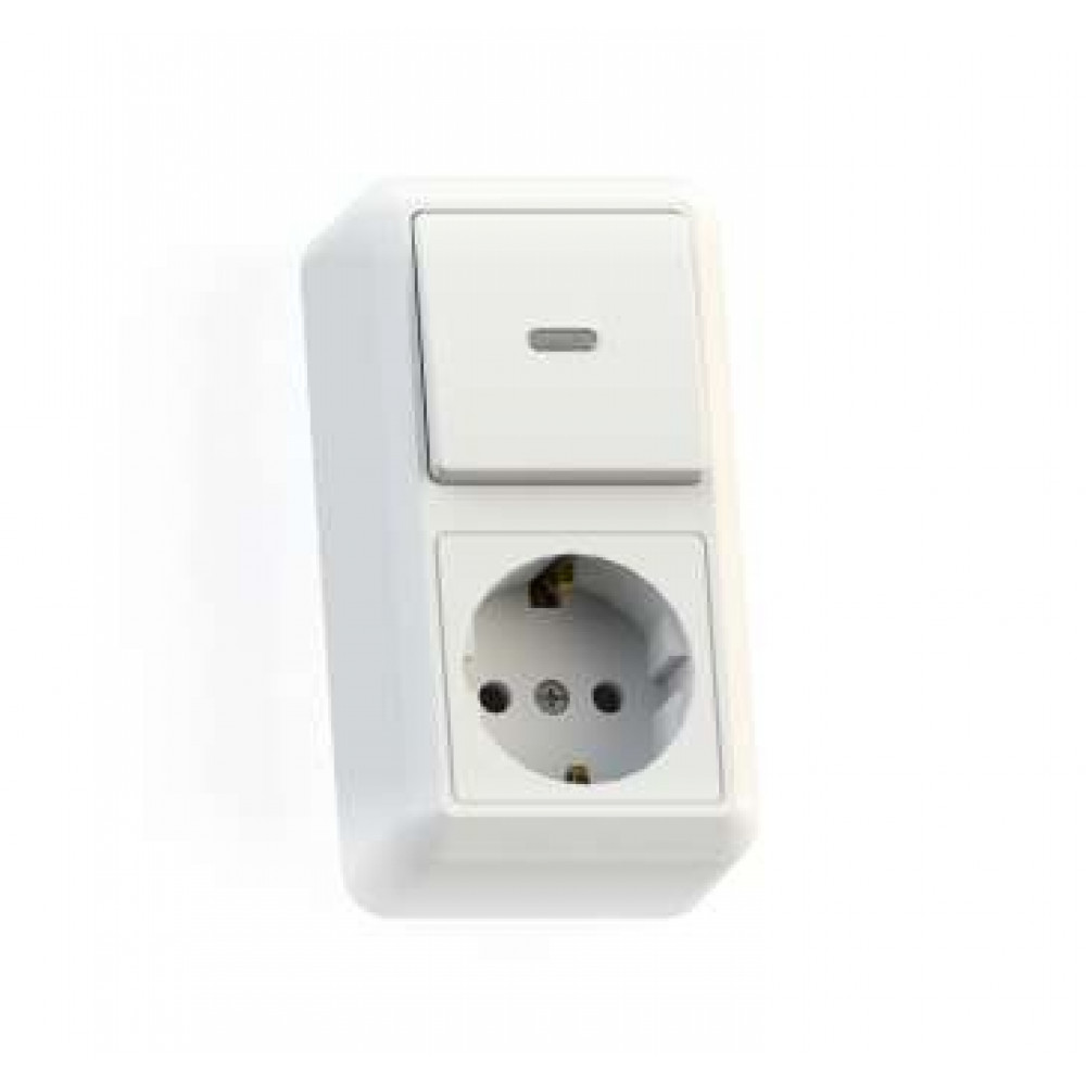 Изображение товара Комбинированный выключатель с подсветкой и розеткой Кунцево БКВР-432