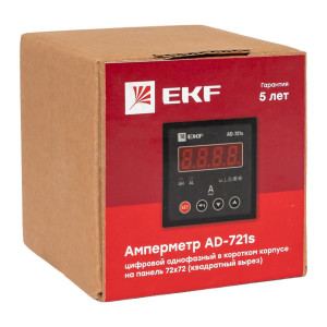 Амперметр AD-721s цифровой на панель 72x72 (квадратный вырез) однофазный в коротком корпусе EKF PROxima AD-721s