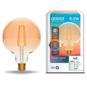 Лампа светодиодная филаментная Gauss Smart Home DIM+CCT E27 G95 Golden 6,5 Вт 2000-5500 К 1/40 [1340112]
