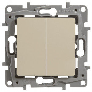 Выключатель 2-кл. СП Etika 10А IP20 250В 10AX безвинтов. зажимы механизм сл. кость Leg 672302