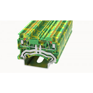 DS1.5-PE-01P-1C-00Z(H), Заземляющая клемма, тип фиксации провода: Push-in, номинальное сечение: 1.5 мм кв., ширина: 3,5 мм, цвет: желто-зеленый, тип монтажа: DIN35