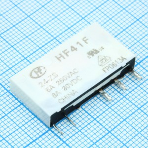 HF41F/24-ZS, Сверхминиатюрное силовое реле серия HF41F SPDT (одна контактная группа-два направления) катушка 24В