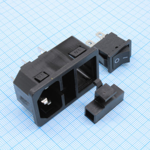 L-KLS1-AS-303-4-A1.0, Разъем питания блочный 250 VAC С14 (вилка) с предохранителем и выключателем