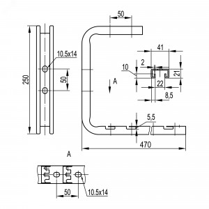 Консоль легкая потолочная для проволочного лотка основание 400мм 2мм FBA3040