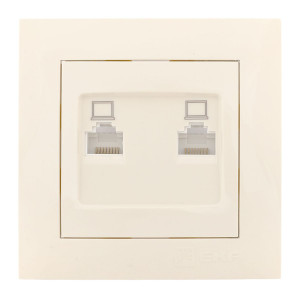 Валенсия розетка компьютерная RJ-45 2-местная кремовая EKF PROxima