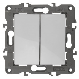 14-1106-01 Переключатель двойной, 10АХ-250В, IP20, Elegance, белый (10/100/3000) Б0034243