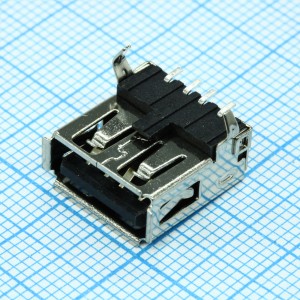USBA-1J TYPE A SMD BLACK, Разъем USB тип A розетка на плату smd