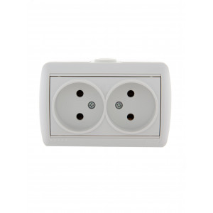 Розетка 2-м ОП Nata 16А IP20 без заземл. керамика бел. 710-0200-128