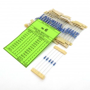 Набор резисторов №6 MFR-25J(F) 100K-910K, Набор выводных резисторов 0.25W, ряд Е24 ( по 5 шт.) номиналы 100K-910K Ом, 5%(1%)