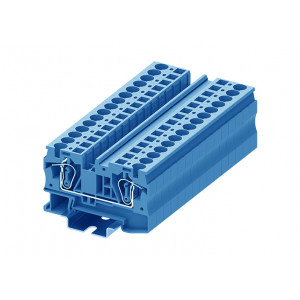 Проходная клемма TC6-2-BU, Проходная клемма, тип фиксации провода: пружинный, номинальное сечение: 6 мм кв., 41A, 1000V, ширина: 8,2 мм, цвет: синий, тип монтажа: DIN35