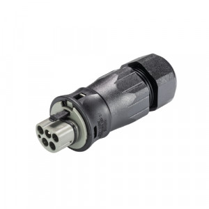 Вилочный разъем на кабель RST25I5S6S1 ZR3SV BG03, Вилочный разъем на кабель диаметром 13-18 мм, 5 полюсов, тип фиксации провода: винтовой,номинальные характеристики: 250/400V, 25A, цвет корпуса: черный, цвет контактной вставки: серый, серия RST Classic