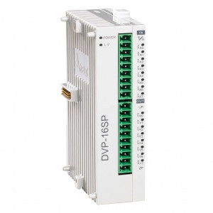 Модуль дискретных входов/выходов DVP16SP11TS, Модуль дискретных входов/выходов: 16 Point, 8DI, 8DO (Transistor PNP), 24V DC Power, SLIM
