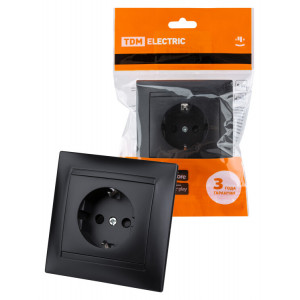 Розетка 2П 10А 250В с защ. шт. графит "Лама" SQ1815-0610