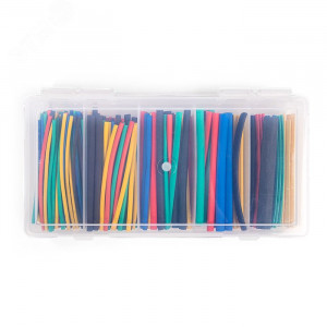 Набор термоусадочных трубок №15, В пластиковом органайзере. Коэф.усадки 2:1, в набор входят 5 типоразмеров по 5 цветов каждого в нарезке по 100мм: 2/1-70шт, 3/1.5-50шт, 4/2-30шт, 6/3-20шт, 10/5-15шт