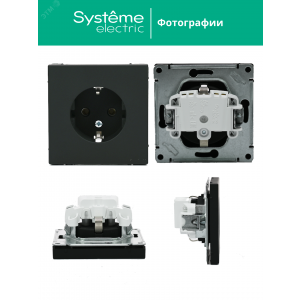 Розетка ArtGallery 16А с заземл. механизм карбон SE GAL001043