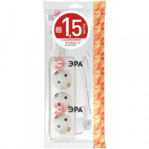 Удлинитель 3х1.5м с заземл. 10А IP20 UX-3e-1.5m ПВС 3х0.75 Б0038575