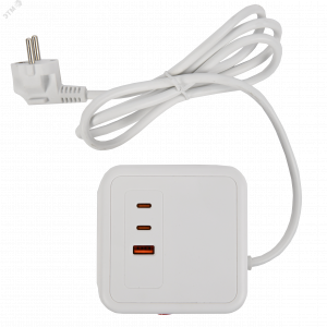 DOMINIC Удлинитель У08K 8 мест 2P+PE 1,5м 3х1,0мм2 16А/250В USB A+C 20Вт белый IEK DN-YP30-16-08-01-ZKU-K01