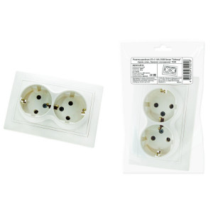 Розетка двойная 2П+З 16А 250В белая "Таймыр" (пром. упак., бакелит. основание) SQ1814-0514