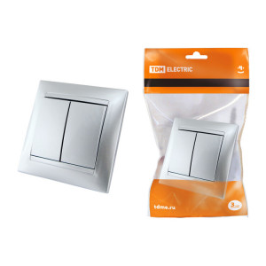 Выключатель 2-х кл. 10А серебр. металлик "Лама" SQ1815-0202