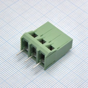 DG635-6.35-03P-14-00A(H), Винтовой клеммный блок c рельефной обоймой, 3 контакта. Серия DG635-6.35