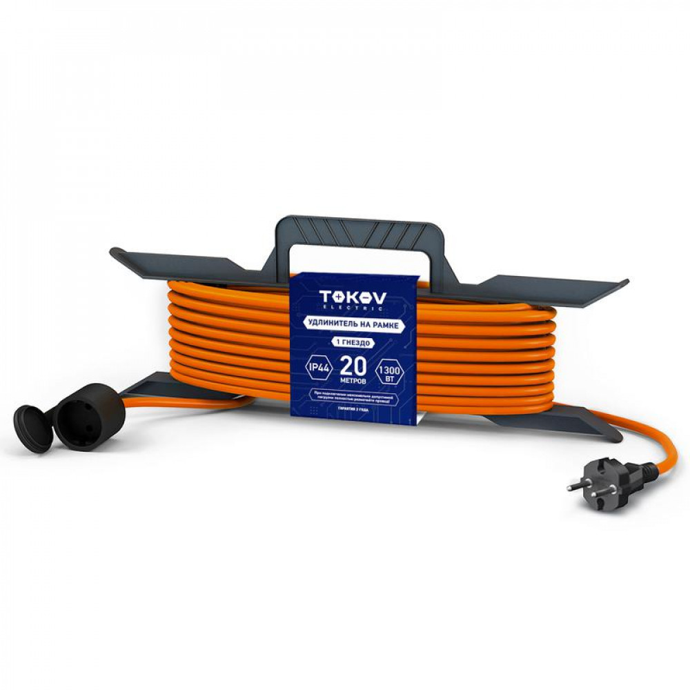 Изображение товара Удлинитель-шнур на рамке 20м IP44 2х0.75 с крышкой для безопасного использования