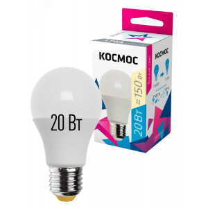 Лампа светодиодная A60 20Вт 3000К E27 220В КОСМОС LkecLED20wA60E2730
