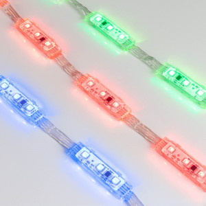 Модуль управляемый DMX-B3 12V RGB (0.72W, IP68, 140 deg) 036773, Управляемый светодиодный модуль DMX, RGB, микросхема DMX512 (UCS512), напряжение 12 В, мощность 0.72 Вт, 3 светодиода SMD 5060, угол 140°. Создание медиафасадов, 20 шт на проводе, расстояние между центрами модулей 100 мм, длина провода между модулями 40 м