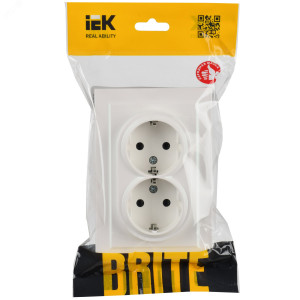 Розетка 2-м СП BRITE РС12-3-БрЖ 16А в сборе с заземл. без защ. шторок жемчуж. BR-R21-16-K36-F