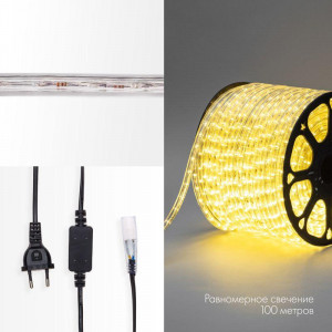 Шнур светодиодный Дюралайт фиксинг 2Вт 36LED/м тепл. бел. (уп.100м) 121-136
