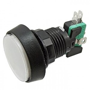 GMSI-4B-C NO(NC)+NC(NO) WHITE, Кнопка круглая с LED подсветкой, цвет белый, диаметр 44мм, посадочное отверстие 24.5мм, 5А/250В