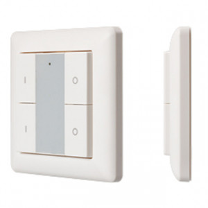 Панель Knob SR-KN9550K4-UP White (KNX, DIM) 021369, Универсальная многофункциональная накладная настенная панель для систем KNX. 4 клавиши. Материал - пластик. Цвет корпуса - белый. Питание от шины KNX DC 21-30V. Габариты 86х86х15 мм. Совместима с рамками европейских производителей (GIRA, JUNG, BERKER и т.
