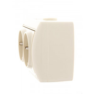 Розетка 2-м ОП Nata 16А IP20 с заземл. керамика крем. 710-0300-127