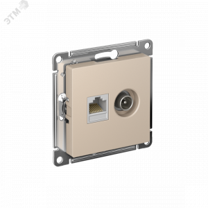 Розетка компьютерная + телевизионная 2-м AtlasDesign RJ45 кат.5E песочн. SE ATN001289