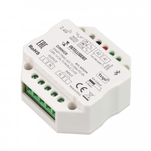 INTELLIGENT ARLIGHT Диммер SMART-TRIAC-601-72-DIM-PD-IN (230V, 1x1.5A, TUYA BLE, 2.4G) 037279, TRIAC диммер, предназначенный для установки в подрозетник. Управляется пультами и панелями серии SMART. Интерфейс Tuya, TUYA (Bluetooth), поддерживается управление ЯНДЕКС АЛИСА (с помощью конвертера 037434 или 039309), совместим с приложением INTELLIGENT
