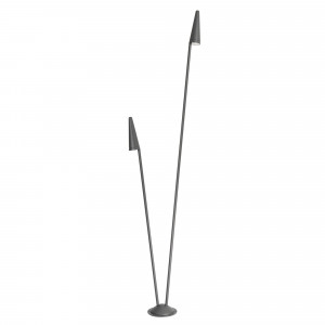 Светильник LGD-CONO-BOLL-H2000-2x7W Warm3000 (DG, 36 deg, 230V) 035394, Уличный светодиодный светильник для подсветки дорожек. Мощность 14 Вт, св. поток 1360 лм, 87 лм/Вт, теплый 3000 K, CRI>80, угол 36°, напряжение питания 230 В. Темно-серый фигурный корпус из алюминия, экран стекло, степень защиты IP65