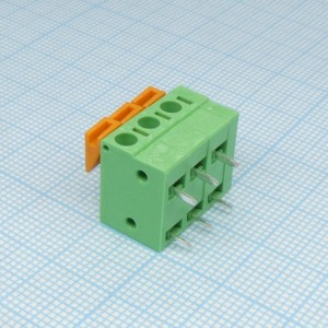 DG142R-5.08-03P-14-00A(H), Нажимной безвинтовой клеммный блок 3 контакта. Зажим типа торцевой контакт. Серия DG142R-5.08