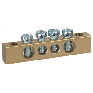 Шина NO-122-01 PEN земля-ноль 6х9мм 4/2 латунная с креплениями по краям Б0047215